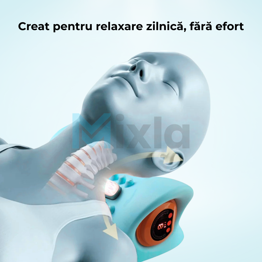 Perna de Masaj Cervical 4 in 1 cu Intindere, Caldura si EMS