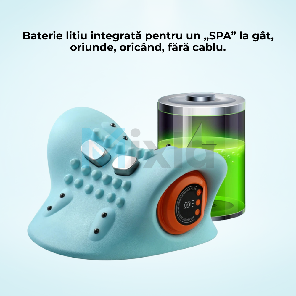 Perna de Masaj Cervical 4 in 1 cu Intindere, Caldura si EMS